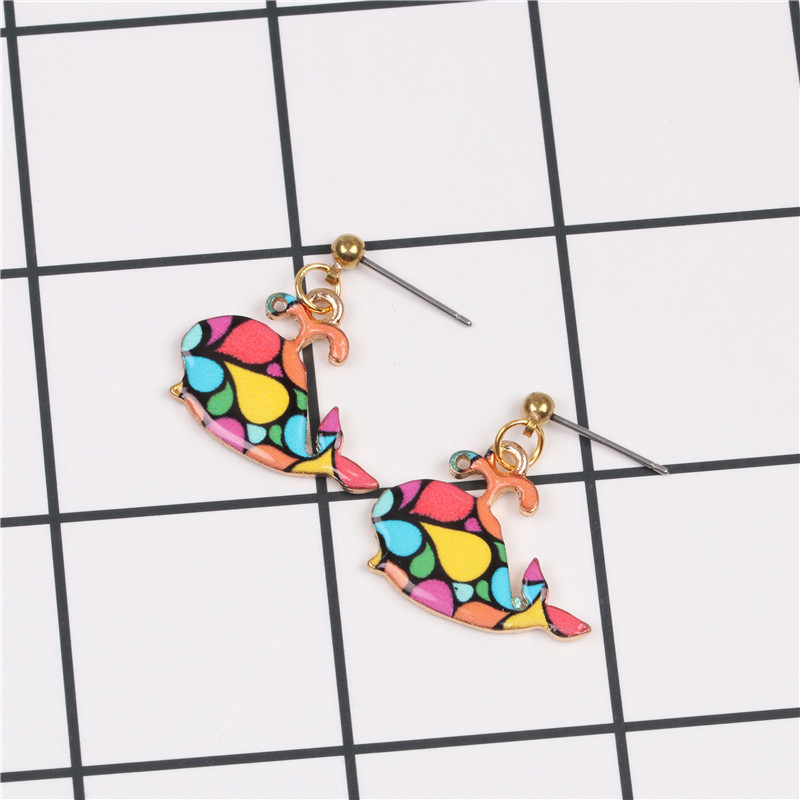 Fashionable Long Dolphin Big Fish Whale Cute Drop Glaze Cute Dolphin Delicate Sweet Earrings display picture 5