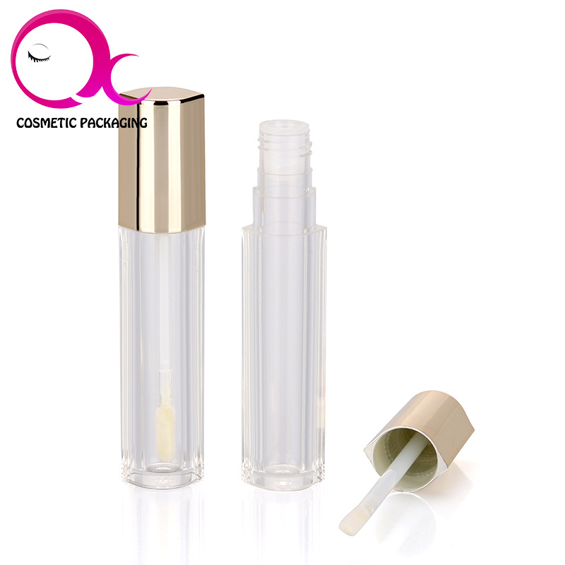 椭圆唇彩瓶包材5ml 定制透明唇釉瓶包材亚克力ABS喷镀盖子