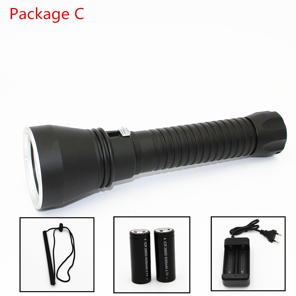 The second generation XHP70 diving flashlight stepless dimming diving flashlight P70 diving flashlight underwater 80 meters strong light