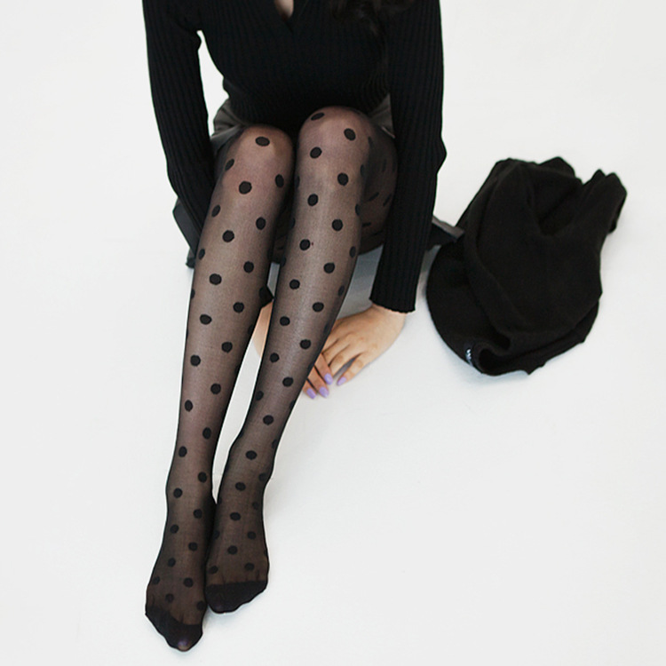 Collants à Pois Noir