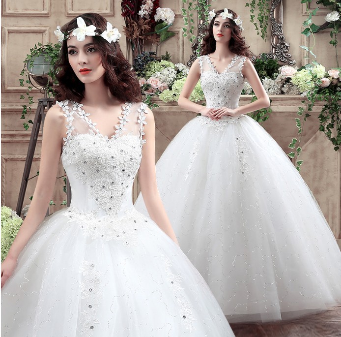 Wedding Dress Bridal Gown 2025 New Style Floor-Length Slimming V-Neck Wedding Dress Off-Shoulder Korean Style Manufacturer