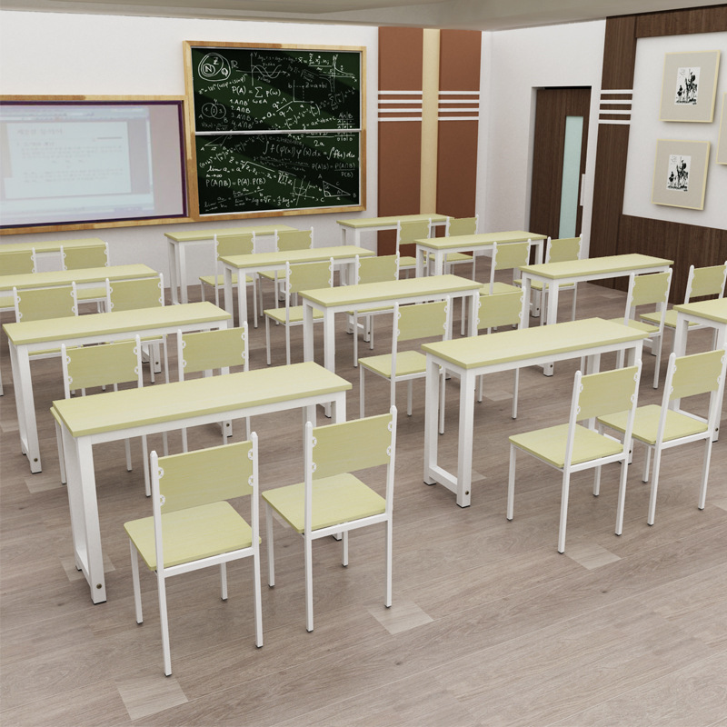 现代简约员工培训桌学生学习单双人课桌椅办公家具批发电脑桌定制