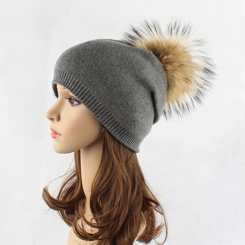 Solid color woolen travel keep warm knitted hat with hood