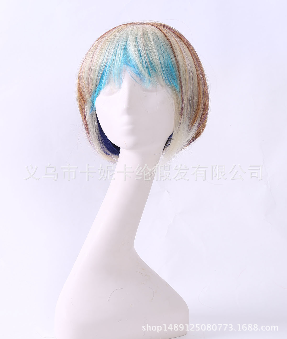 Student BoB hebilla de cabeza flequillo de moda peluca de personalidad de tendencia multicolor