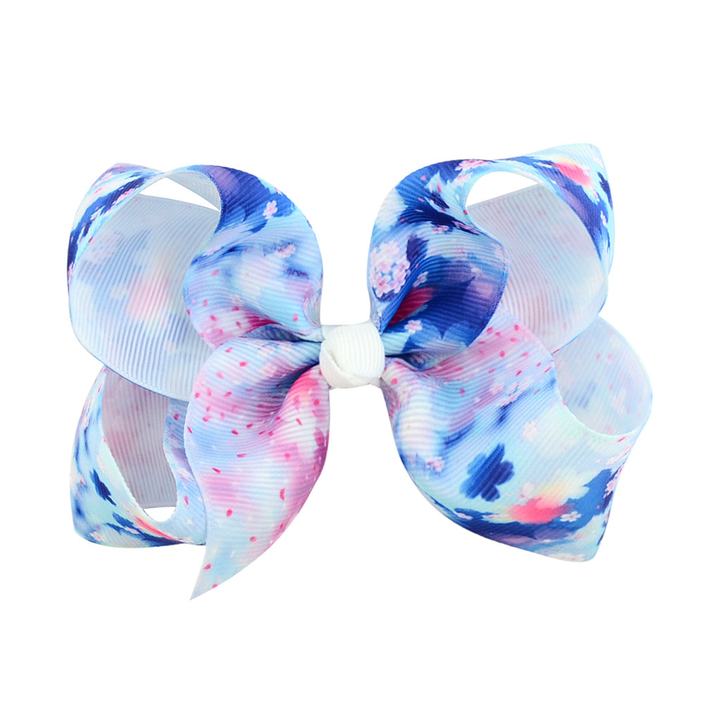 Children's Peony Print Ribbon Bow Hairpin Set display picture 7