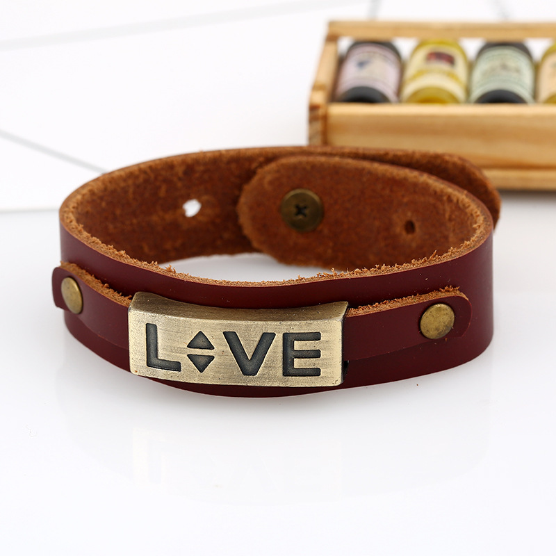 New Vintage Men's Leather Bracelet Love Leather Bracelet display picture 1