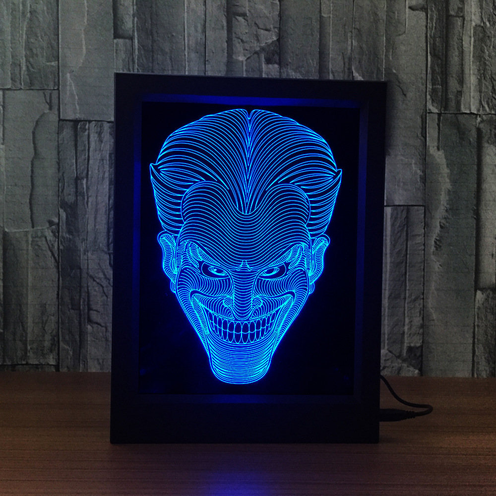 3d相框灯 创意相框灯 led相框灯惩罚面具骷髅头