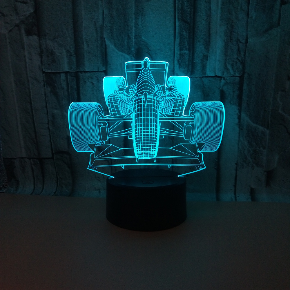 跨境电商新款货源赛车七彩3D小夜灯 触摸遥控3D装饰3D小台灯