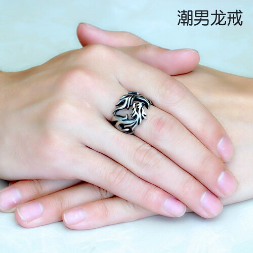 Korean style personalized domineering dragon ring men's dragon pattern ring fashion retro alloy ring trendy men's punk jewelry