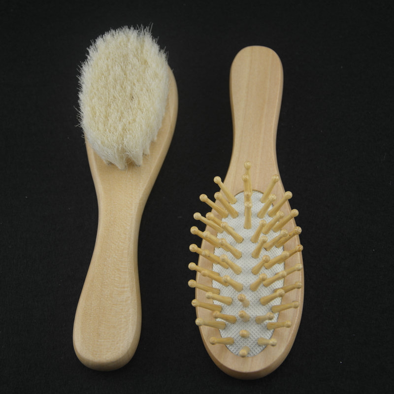 Baby Daily Care Products Wooden Shampoo Bath Wool Brush Soft Skin Care Cleaning Brush Wool Brush Set