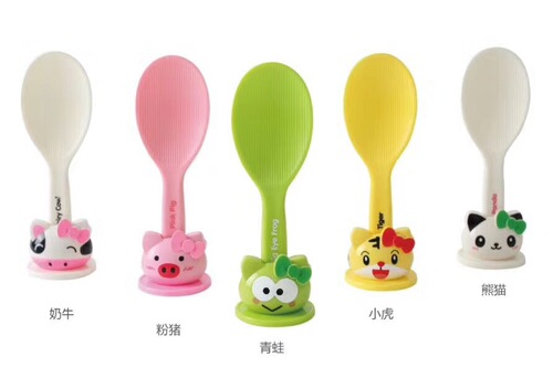 SP068KITTY rice spoon cartoon three-dimensional standing rice spoon plastic rice spoon kitchen supplies spoon