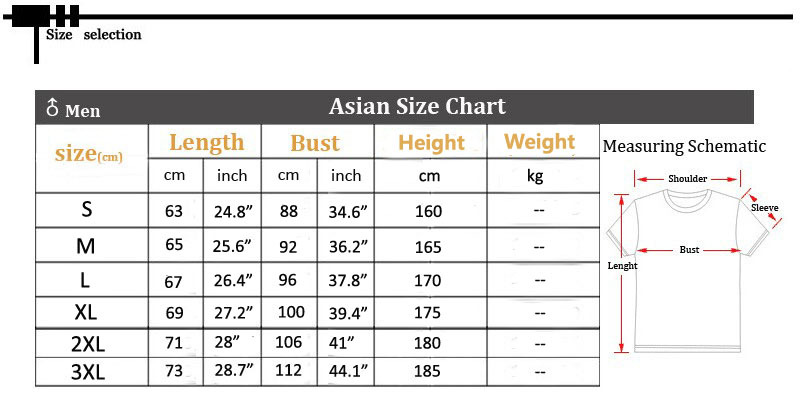 Asian Size Chart Shirt