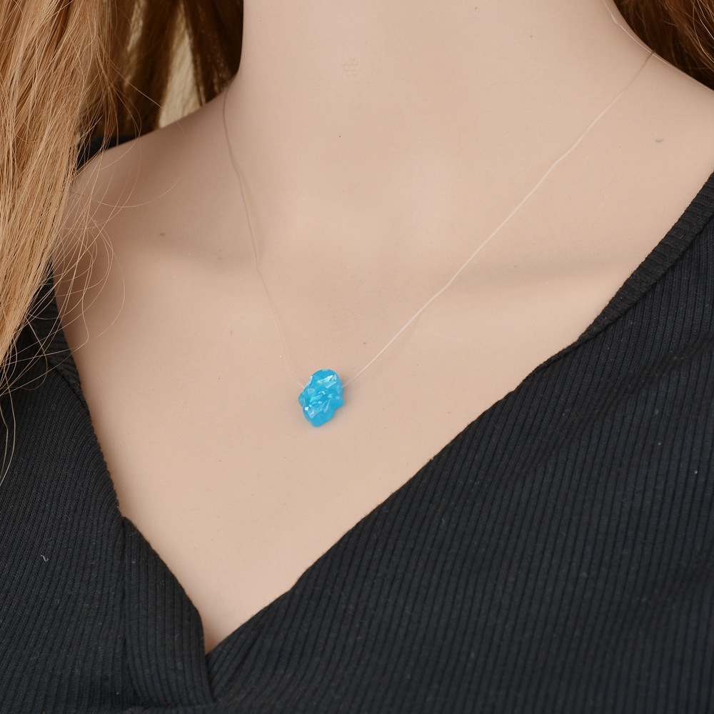 Alloy Fashion Geometric necklace  blue NHBQ1347bluepicture5