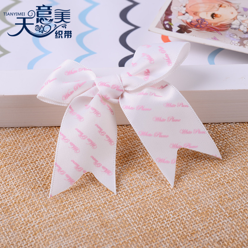 Envío gratuito completo caja de regalo cinta de embalaje arco de cola de milano de poliéster con arco hecho a mano impreso