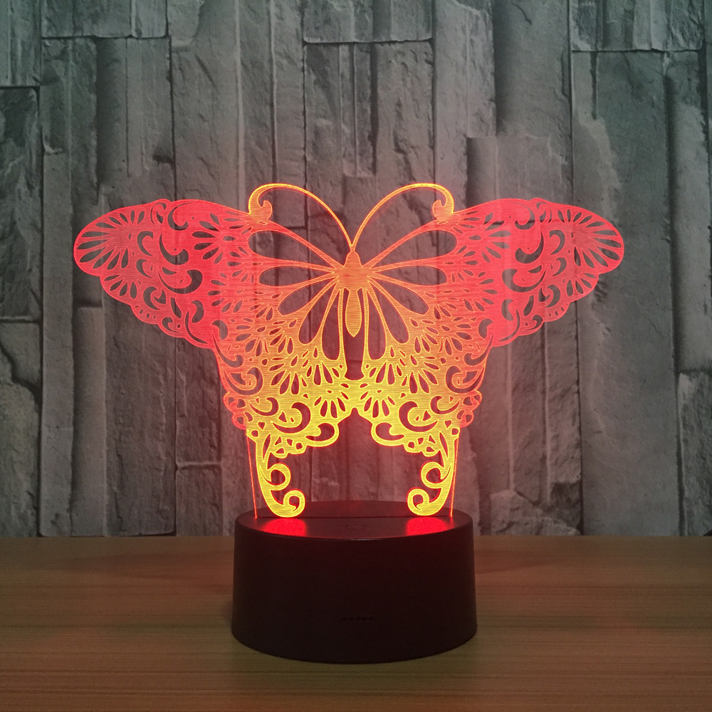 3D创意七彩小夜灯 简约触摸家居卧室USB供电