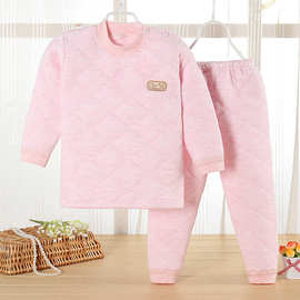 加工定制冬季儿童保暖内衣套装宝宝夹棉秋衣秋裤彩棉加厚童装批发