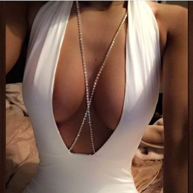 歐美時尚跨境飾品 流行元素簡約衣飾 滿鑽X形身體鏈衣飾品