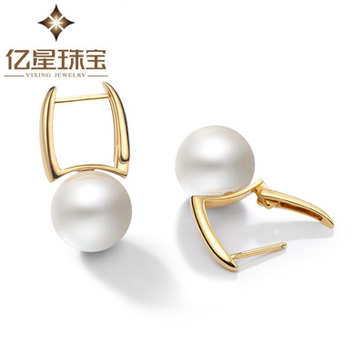 M*KIMOTO同款正品AU750淡水珍珠简洁款18K金耳饰耳圈耳钉耳环特|ms