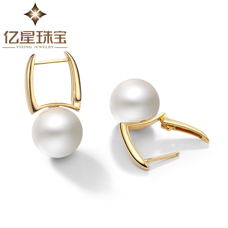 M*KIMOTO同款正品AU750淡水珍珠简洁款18K金耳饰耳圈耳钉耳环特|ms