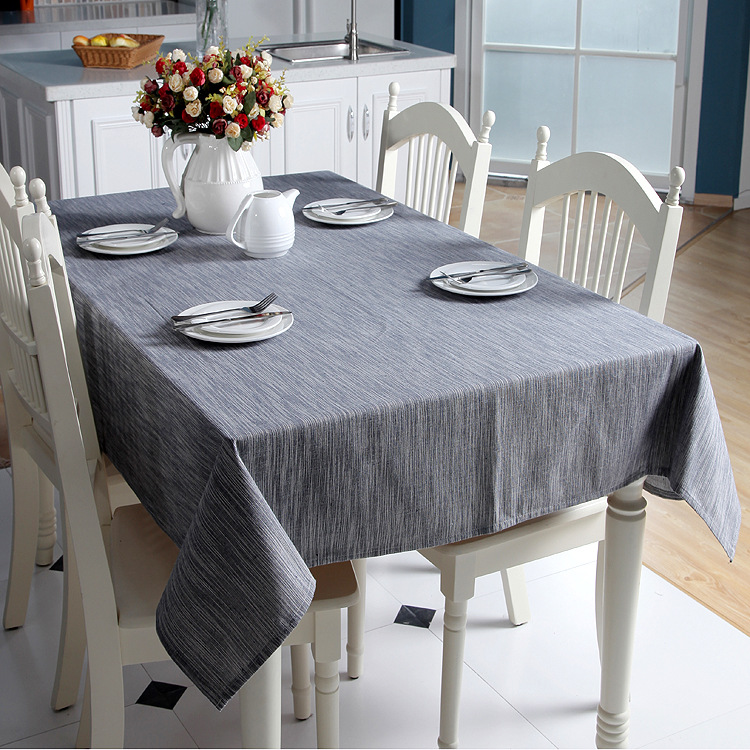 日式和风简约色织棉麻素色纯色几何长方形桌布茶几餐桌布盖巾批发