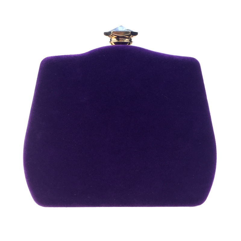 Túi clutch nữ dạ tiệc nhung hình quả bầu đính đá hộp cứng kèm dây xích — Màu đỏ, Màu đỏ rượu, Màu tím, Màu xanh lam chi tiết 15