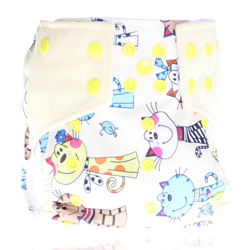 New Arrivals Colorful Ear-shaped Snaps Anti-leak Washable Cloth Diaper Eco-friendly Breathable Cartoon Multi-color