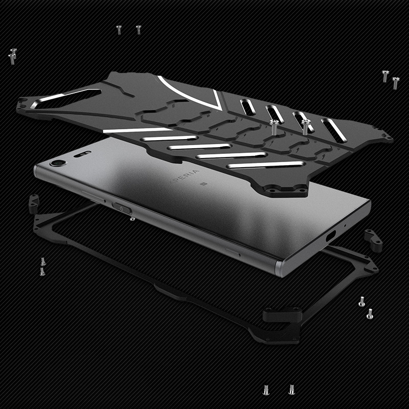 R-Just Batman Shockproof Aluminum Shell Metal Case with Custom Stent for Sony Xperia XZ Premium