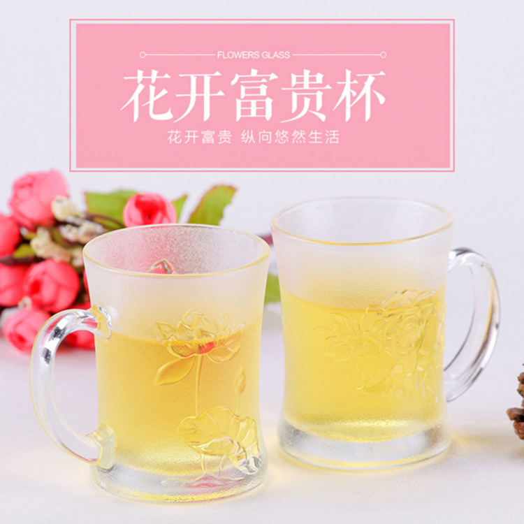 廠家批發玫瑰對杯無鉛耐熱玻璃杯水杯兩件套活動贈品促銷禮品定制