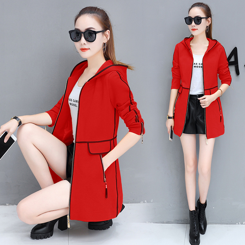 Foreign trade student leisure time Korean Edition new pattern Windbreaker Women's wear 2020 spring and autumn coat Mid length version Little On behalf of