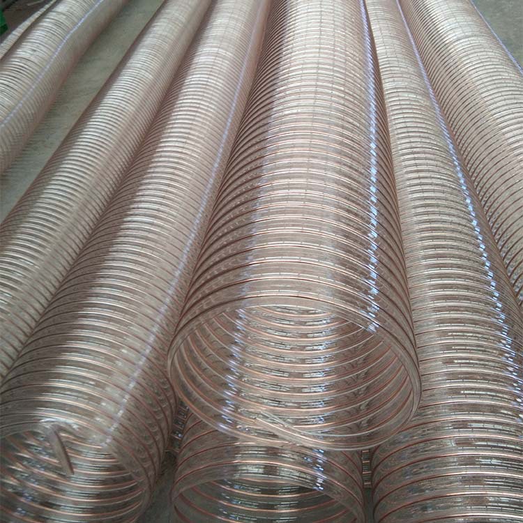 诺成厂家直供pu钢丝伸缩通风吸尘软管耐磨镀铜钢丝吸刨花软管200