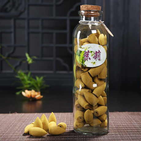 玻璃瓶装倒流塔香香薰香粒 佛香塔香加长檀香沉香花香龙涎香批发