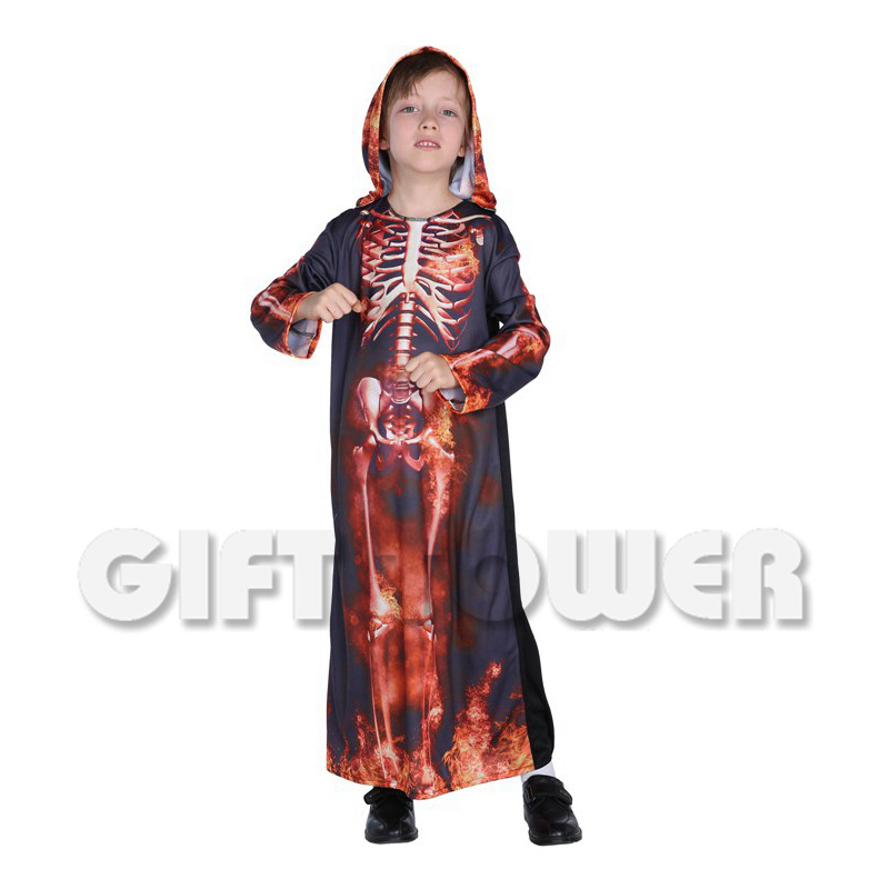 Hwan-woo's Halloween costume, vampire costume,B-0175 flame skull robe cosplay boy detail image 4