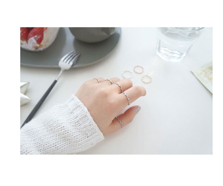 169 Korean Style S925 Sterling Silver Ring Ins Simple Thin Line Curve Wave All-Match Glossy Ring for