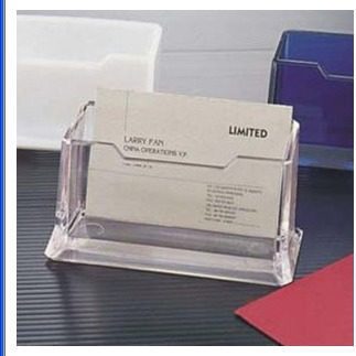 永益YY020 桌面型单格商务名片座 单层名片盒 透明塑料名片夹