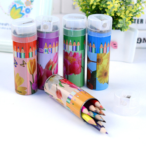 12 Colored Pencils for Dropshipping Cartoon Tube Painting Pencils for Primary School Students Learning Stationery Coloring Pens