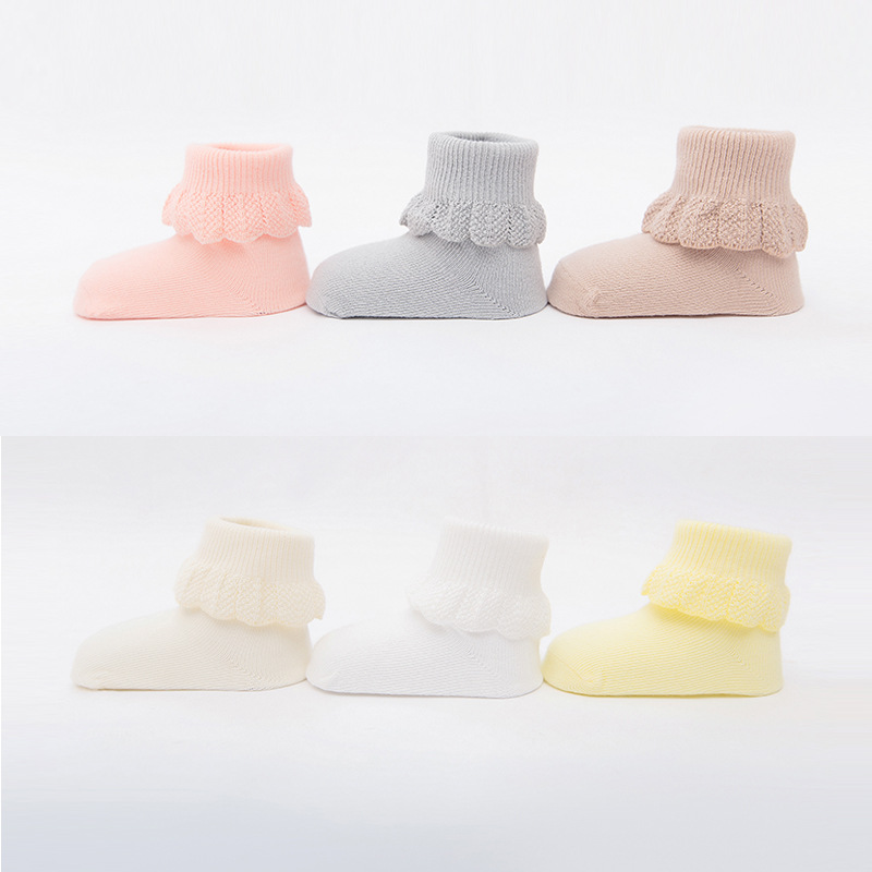 Coreano nuevo exquisito encaje de algodón calcetines de bebé de algodón peinado hecho a mano sin hueso calcetines de los niños