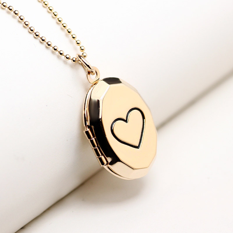 1 Piece Quantity Copper 18K Gold Plated Rose Gold Plated White Gold Plated Plating Oval Heart Shape Locket Necklace