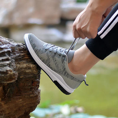 giày mùa thu mới đàn ông Hàn Quốc bay triều dệt ren thở giày lưới giản dị giày thể thao một thế hệ của những người đàn ông béo