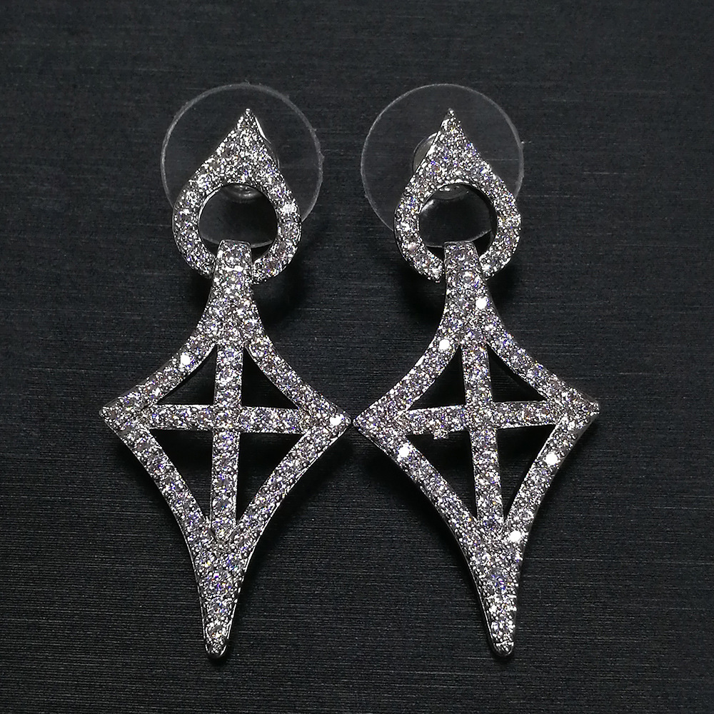 Hollow Earrings Earrings European And American Style Cross Zircon Pendant Earrings display picture 5