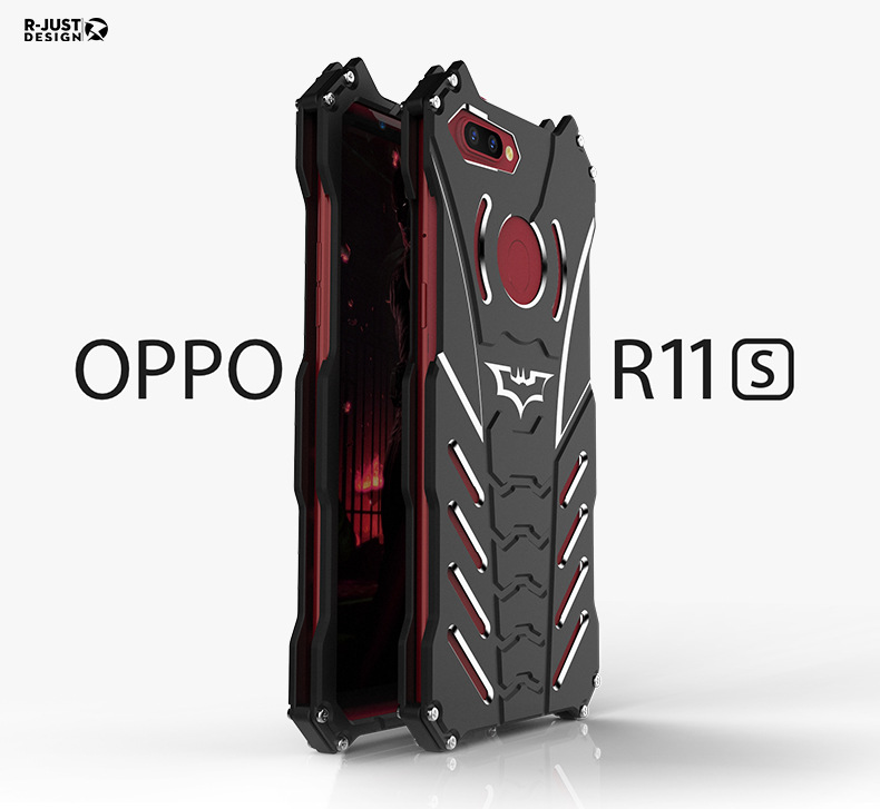 R-Just Batman Shockproof Aluminum Shell Metal Case with Custom Stent for OPPO R11s Plus & OPPO R11s