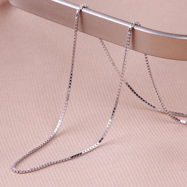 Sterling silver necklace collarbone and Italian box with bare chain for women_voghion.com