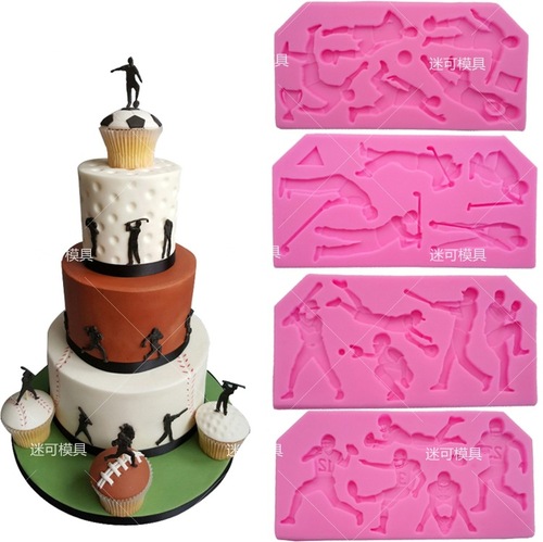 Fondant silicone mold Football rugby golf baseball cake mold Chocolate baking mold batch