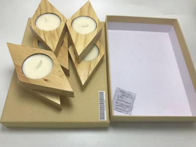 木质蜡台套装 香薰蜡烛配套木质清漆底座套装 盒装7粒 爆款直销|ms