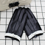 Перчатки, утепленный короткий удерживающий тепло мужской комплект с бантиком для школьников, из натуральной кожи, в корейском стиле
