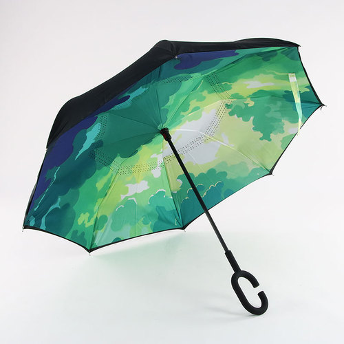 Manufacturer Double-sided Car Reverse Umbrella Double-layer Sunshade Company Activity Printed Adhesive Umbrella Printed LOGO