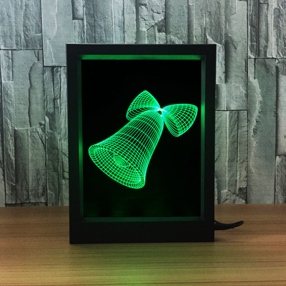 圣诞老人3D相框灯小夜灯 七彩触控遥控LED视觉灯