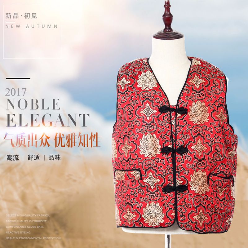 Middle-aged and elderly waistcoat autumn and winter women's coat wool waistcoat women's fur integrated fur vest cotton waistcoat plus size