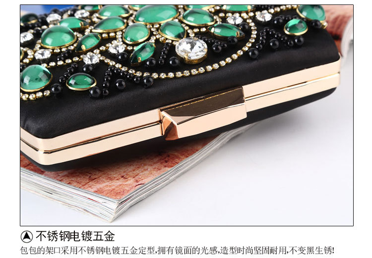 Retro Dinner Bag Handmade Emerald Evening Dress Bag Clutch display picture 8