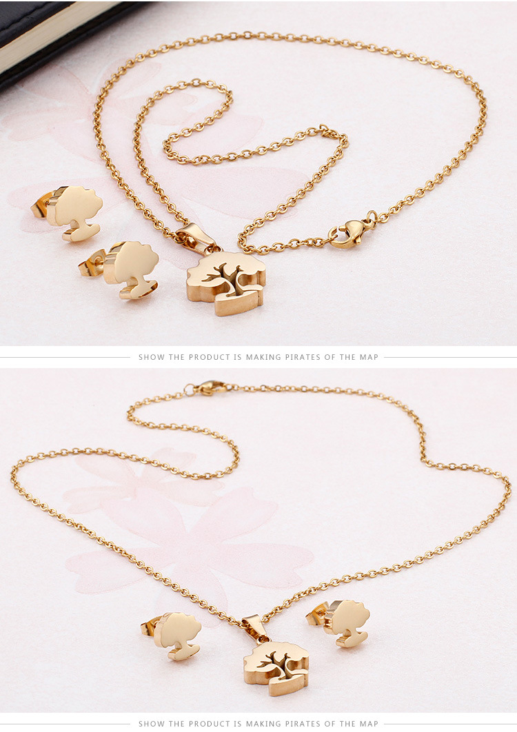 Koreanischer Baum Anhänger Edelstahl Überzug 18k Echtgold Ohrringe Halskette Großhandel Nihaojewelry display picture 1