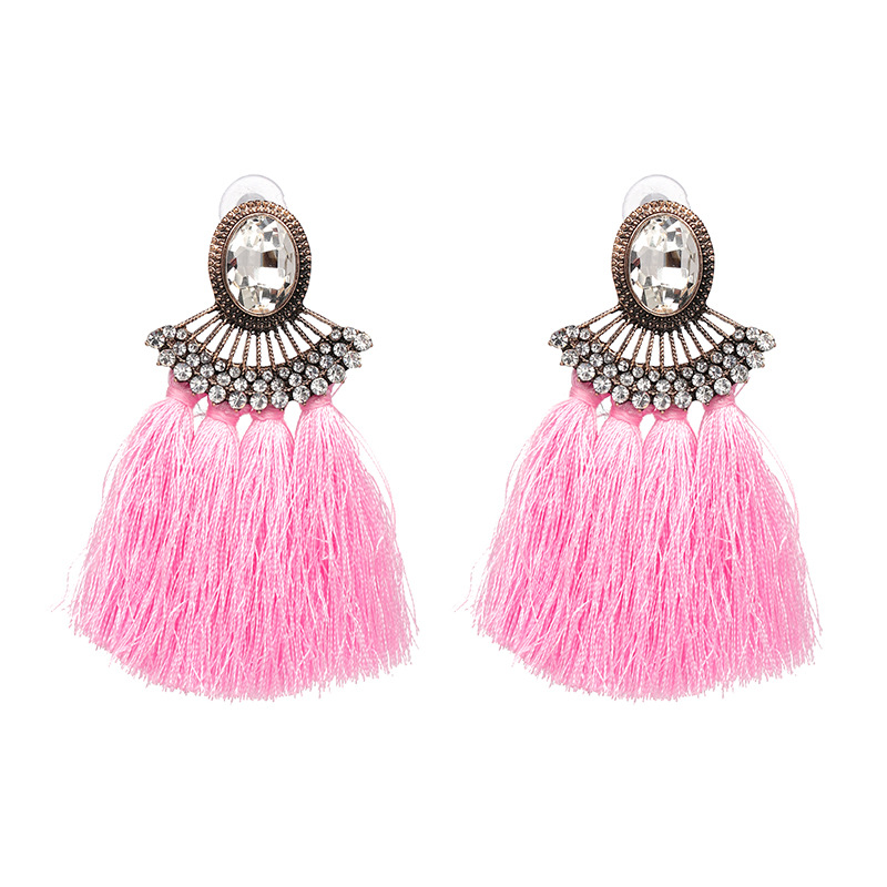Women Studs Tassel Inlaid Glass Diamond High-end Personality Popular Earrings display picture 2